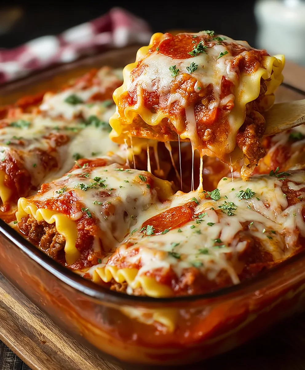 Beef Beef Pepperoni Pizza Lasagna Roll Ups Recipe