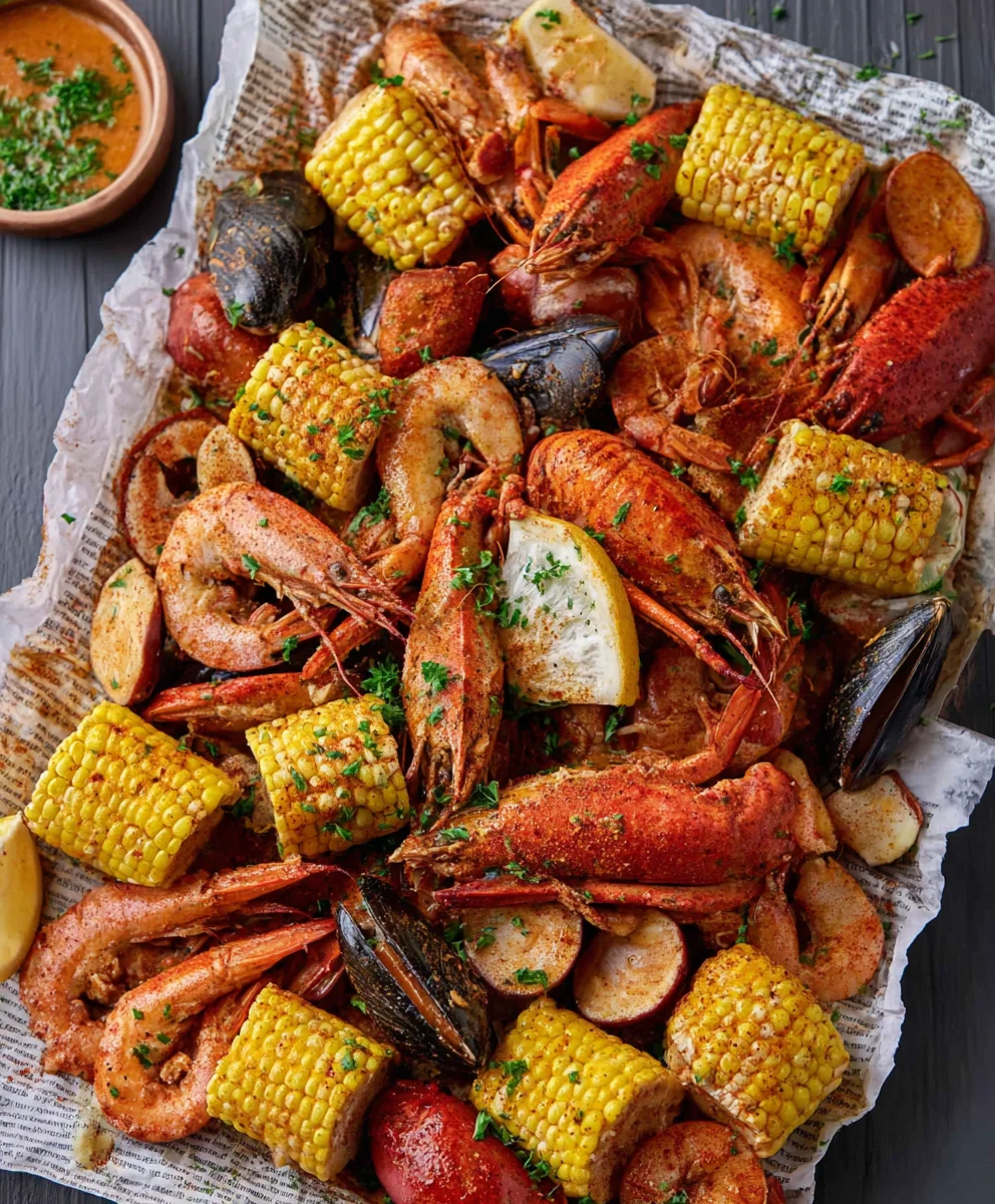 Spicy Cajun Seafood Boil-Homemade Garlic Butter
