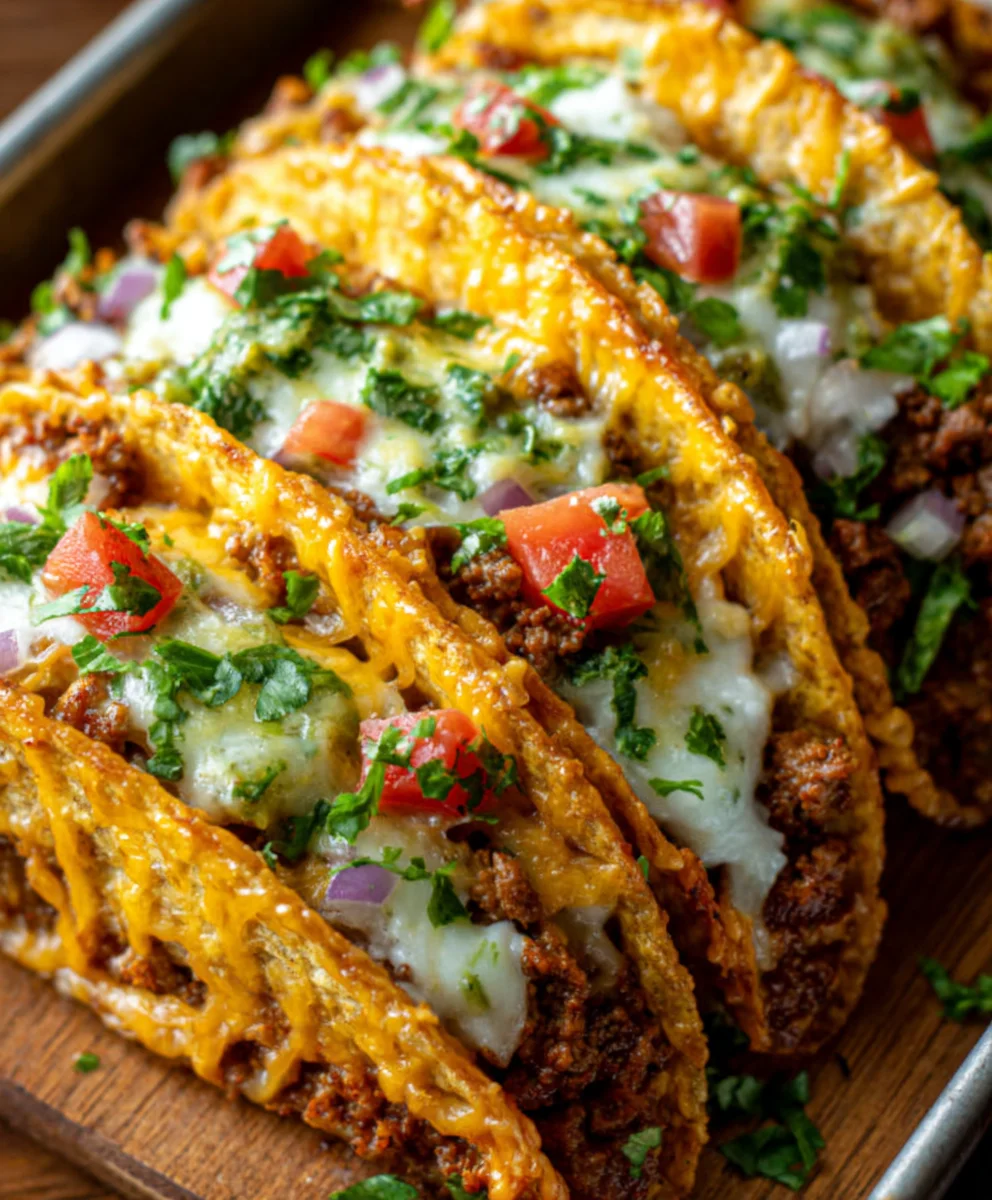 Crispy Oven Beef Tacos - Loaded Cheesy Delight