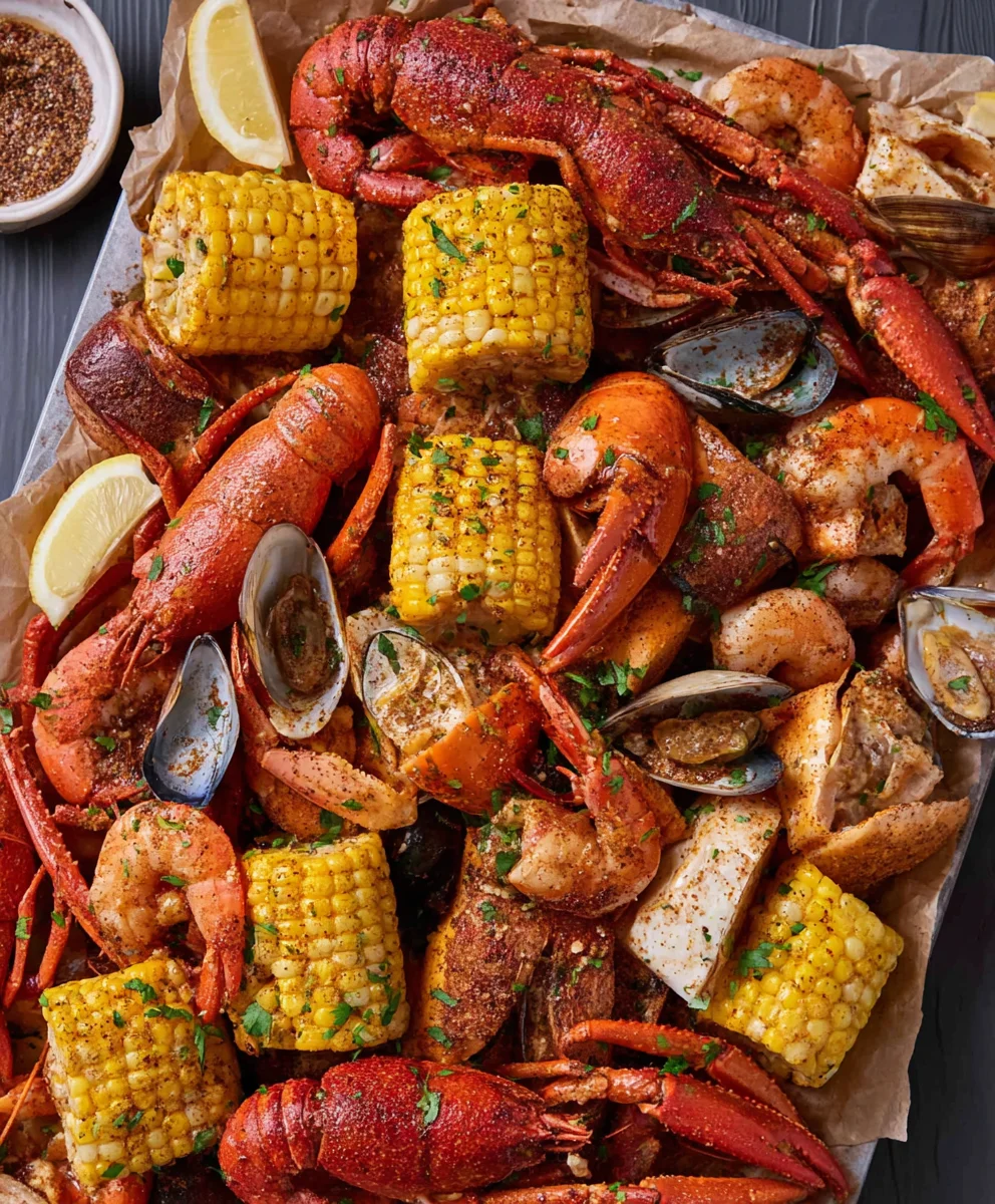 Spicy Cajun Seafood Boil-Homemade Garlic Butter