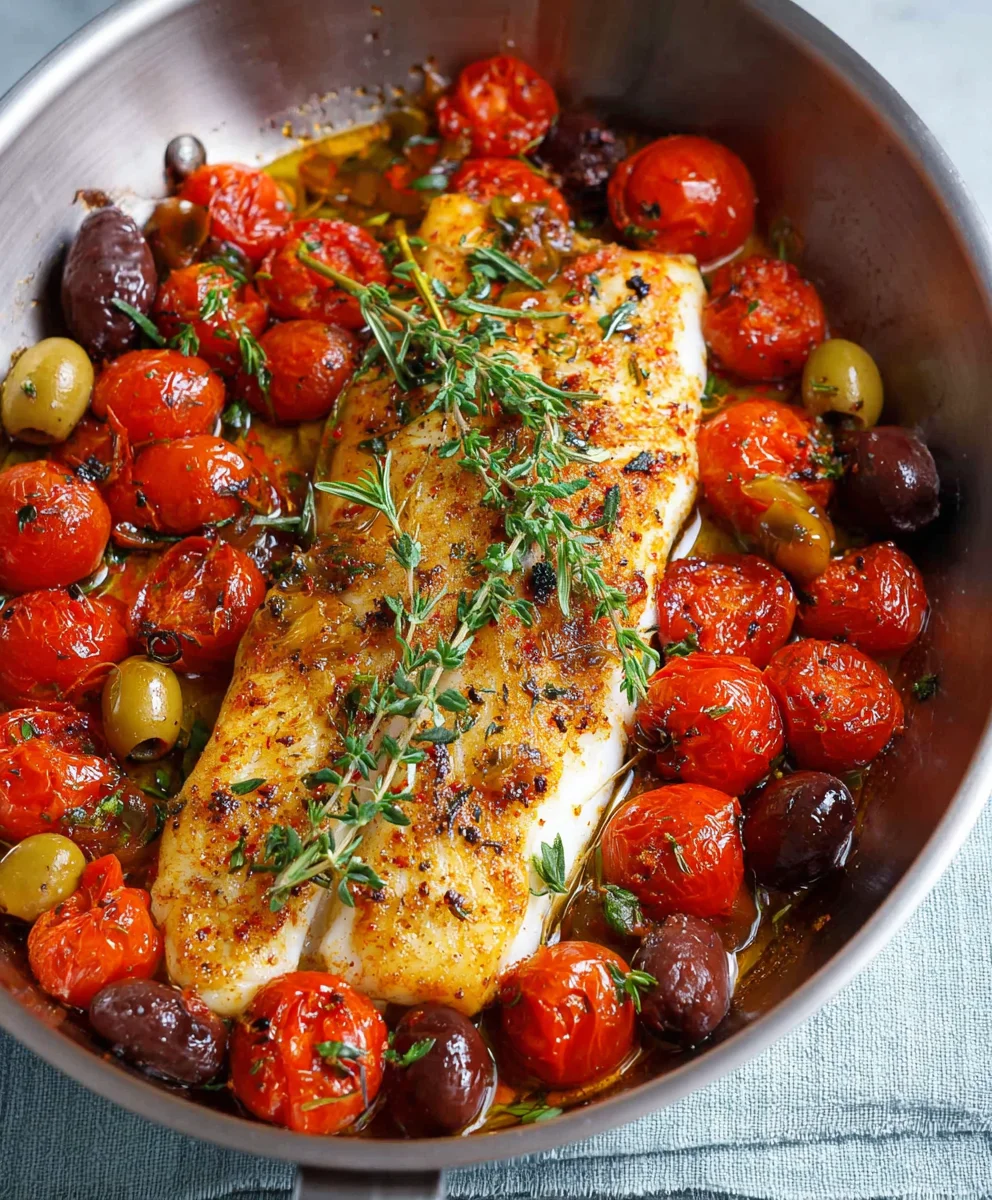 Easy Baked Fish Cherry Tomato Olive Recipe