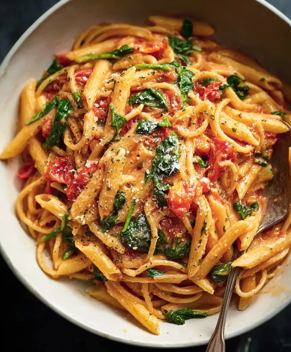 Creamy Tomato Spinach Pasta Recipe - Quick & Easy Dinner
