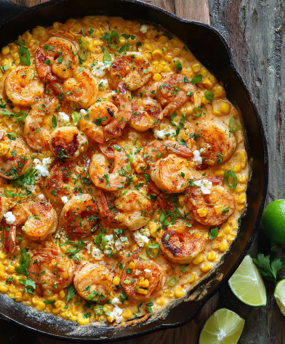 Shrimp Creamed Corn One Pan Quick Dinner