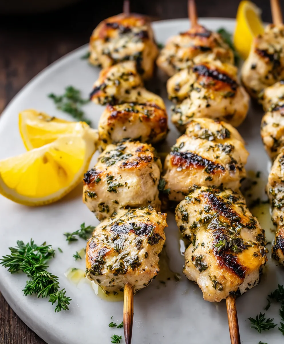 Lemon Herb Chicken Skewers- Easy Grilling Recipe