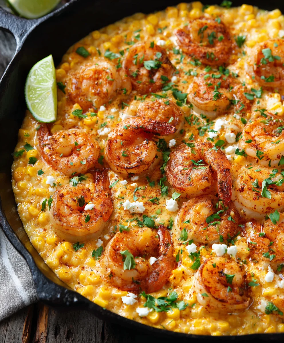Shrimp Creamed Corn One Pan Quick Dinner
