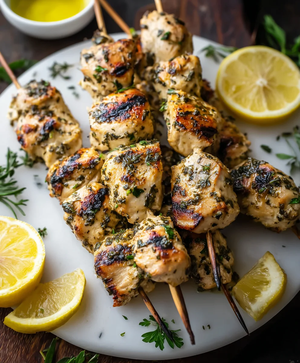 Lemon Herb Chicken Skewers- Easy Grilling Recipe