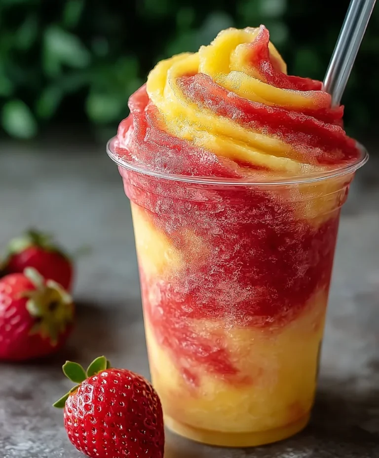 Pineapple Strawberry Swirled Slushies-Refreshing Treat