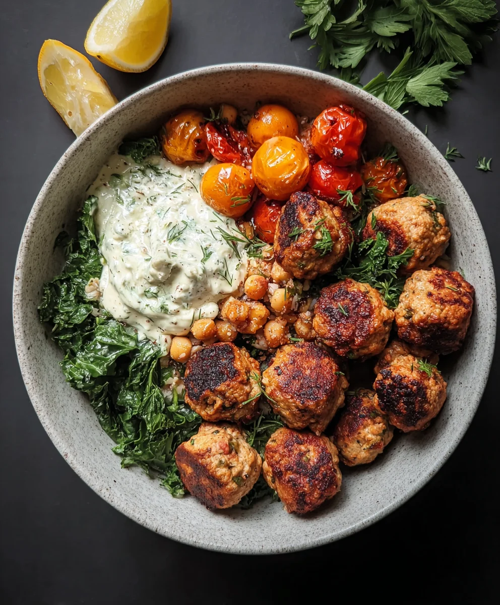 Herby Chicken Meatball Bowl- Easy Weeknight Meal