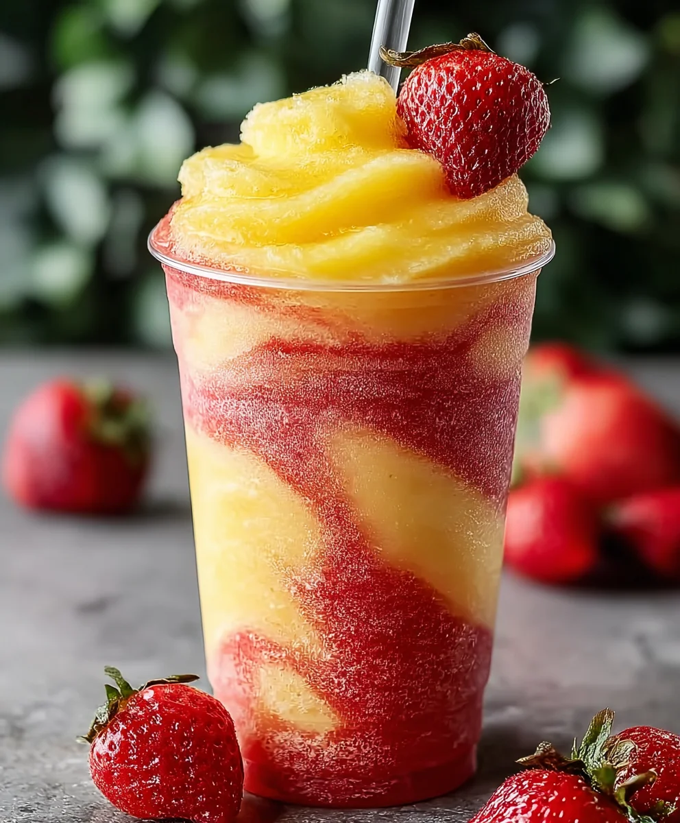 Pineapple Strawberry Swirled Slushies-Refreshing Treat