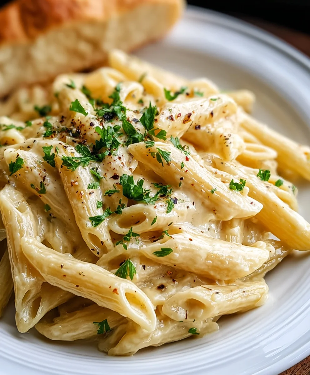 Easy Creamy Garlic Penne Pasta Recipe-Quick Dinner