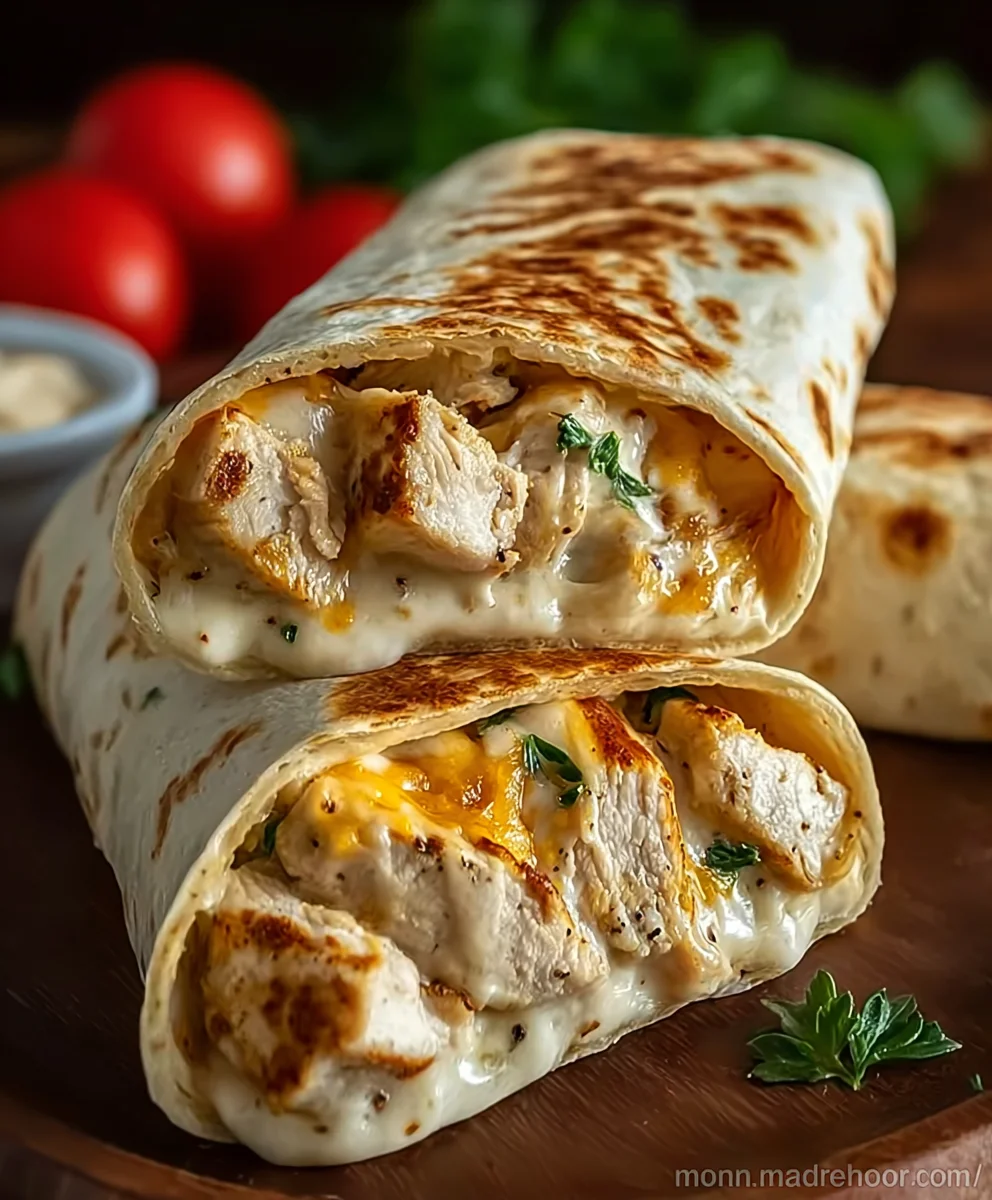 Cheesy Chicken Garlic Wraps - Easy & Delicious