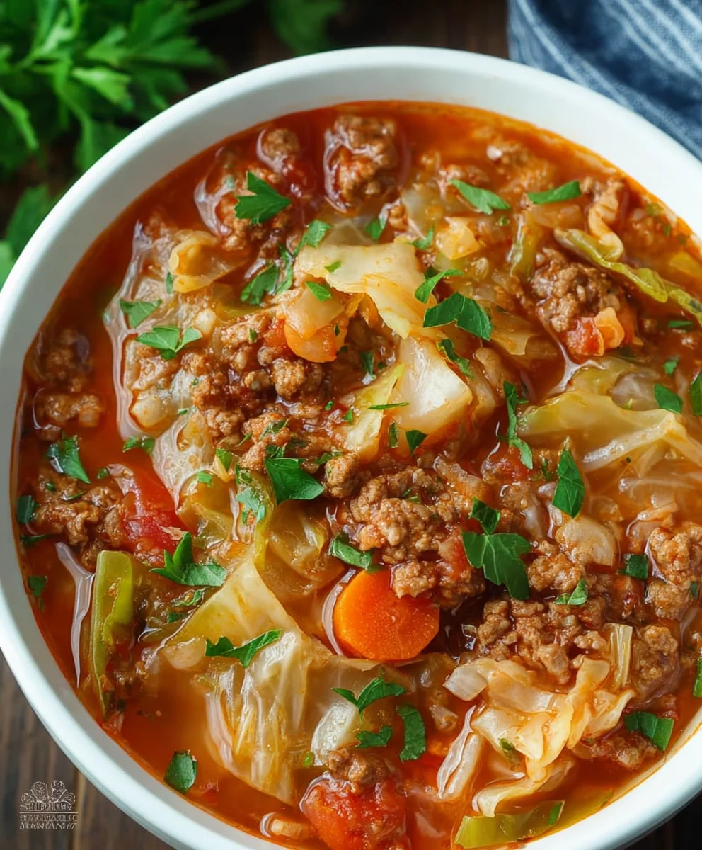 Easy Cabbage Roll Soup - Hearty Beef & Rice Comfort