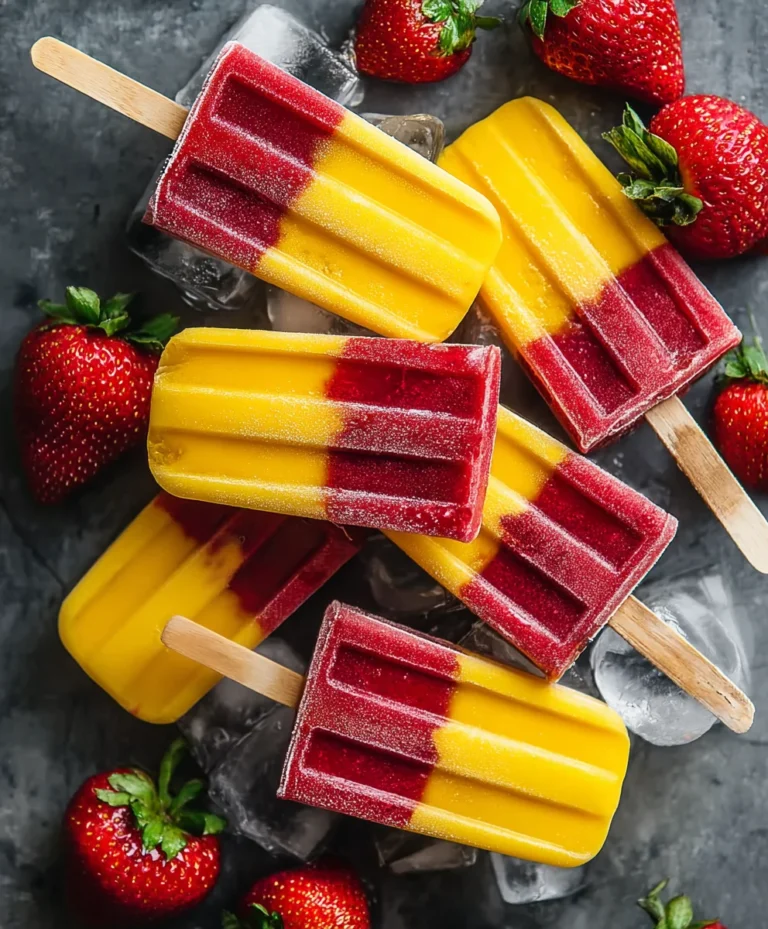 Fresh Strawberry Mango Popsicles- Cool & Fruity Treat