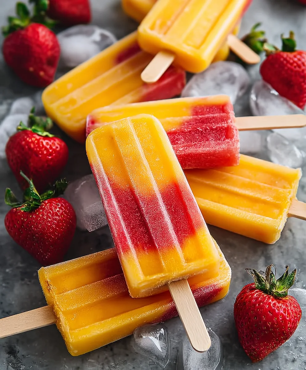 Fresh Strawberry Mango Popsicles- Cool & Fruity Treat