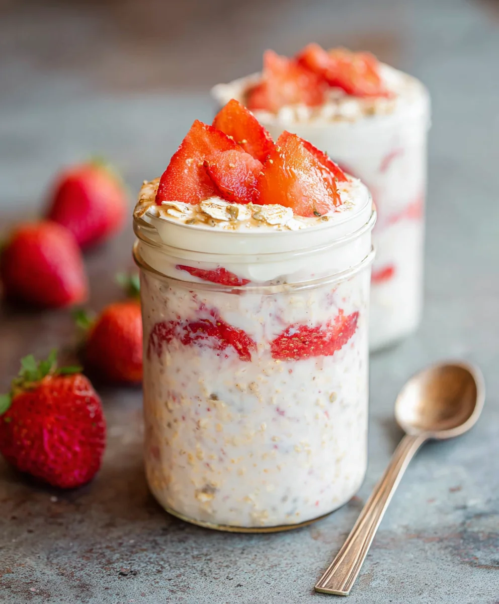 Strawberry Cheesecake Overnight Oats Recipe - Easy & Delicious
