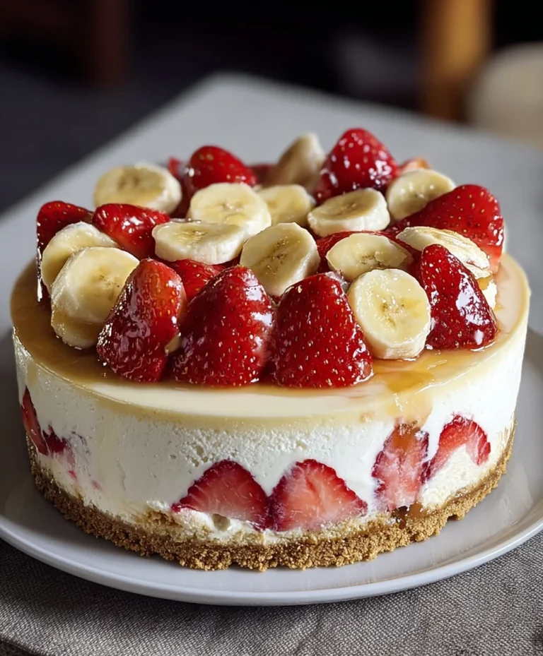 Strawberry Banana Pudding Cheesecake-Easy Recipe