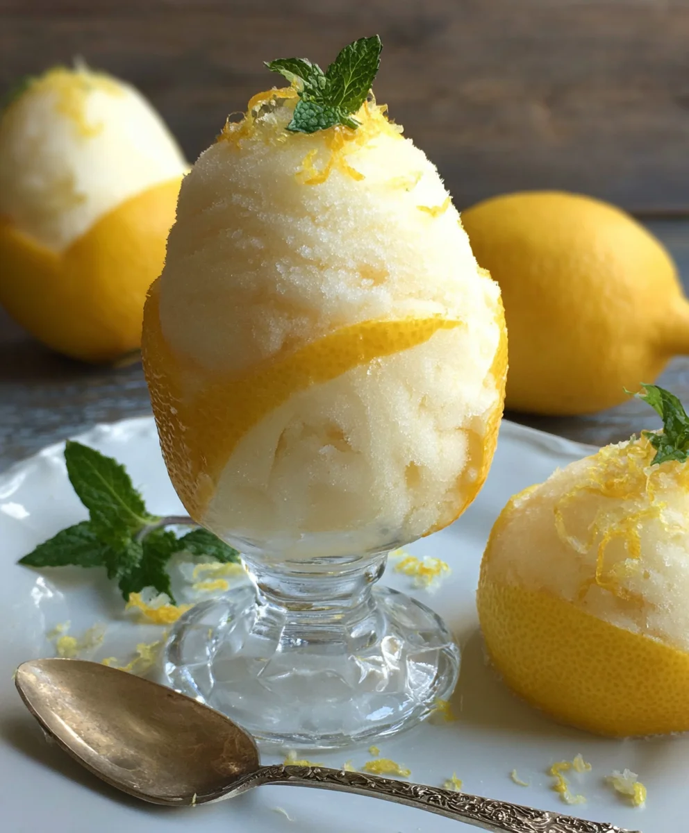 Lemon Sorbet Frozen Lemon Shell - Refreshing Dessert