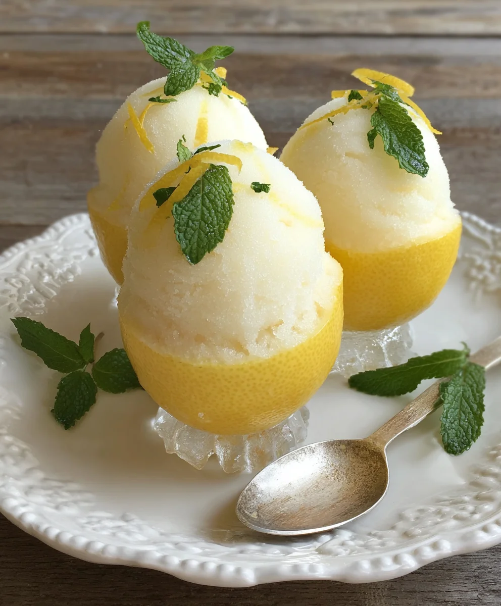 Lemon Sorbet Frozen Lemon Shell - Refreshing Dessert