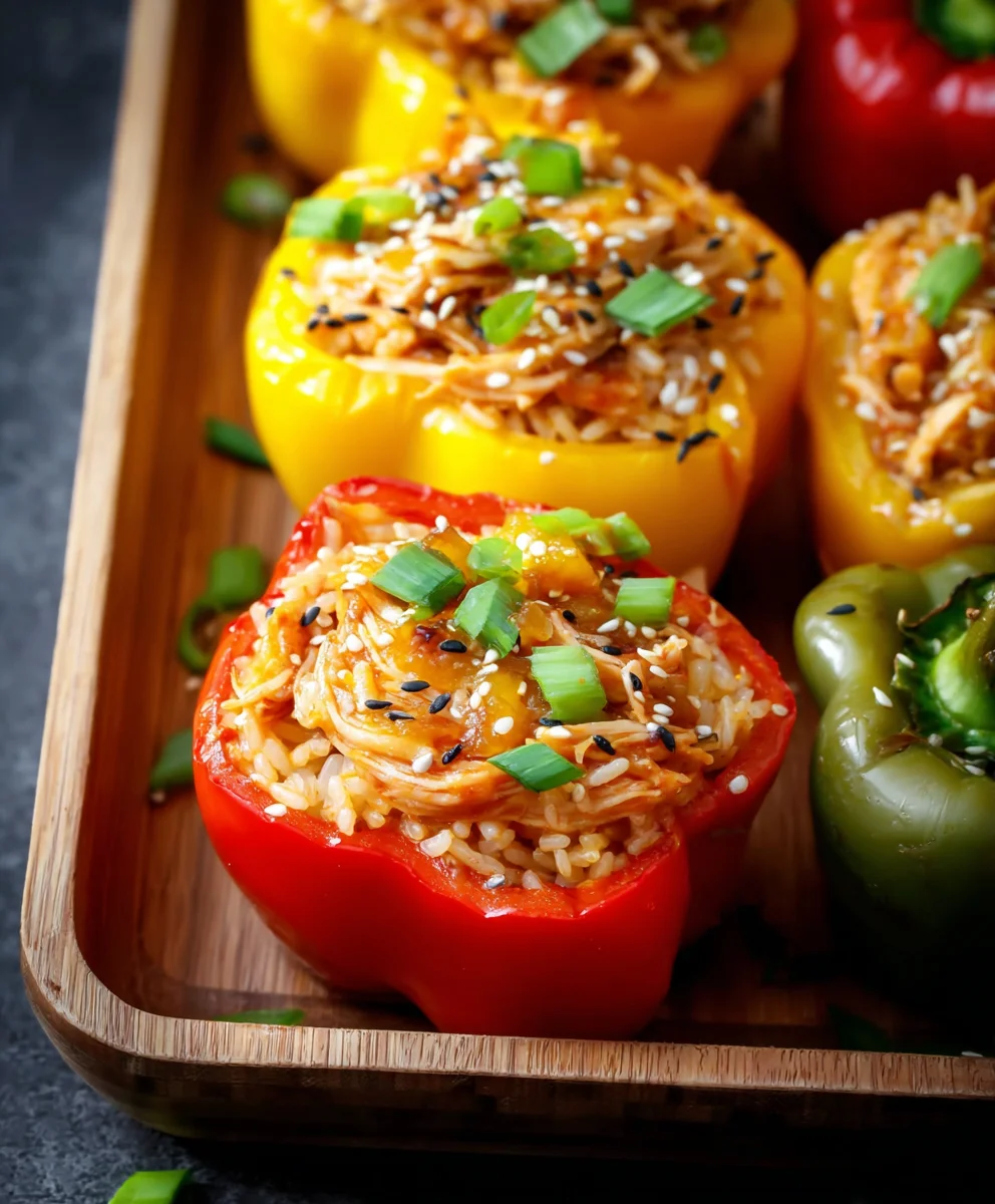 Teriyaki Pineapple Chicken Stuffed Peppers - Easy Dinner