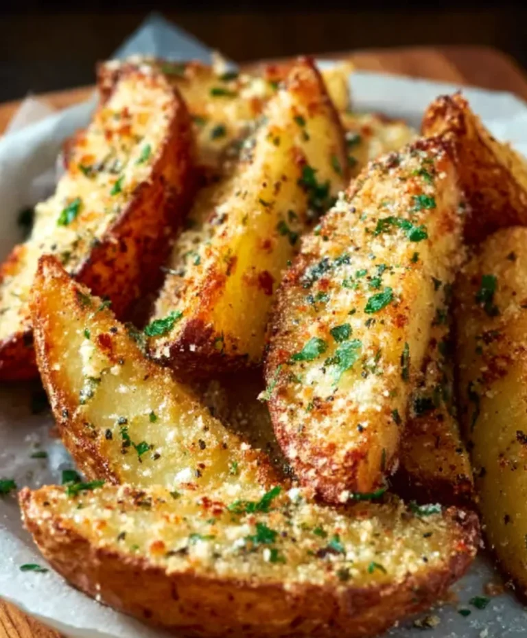 Crispy Baked Garlic Parmesan Potato Wedges