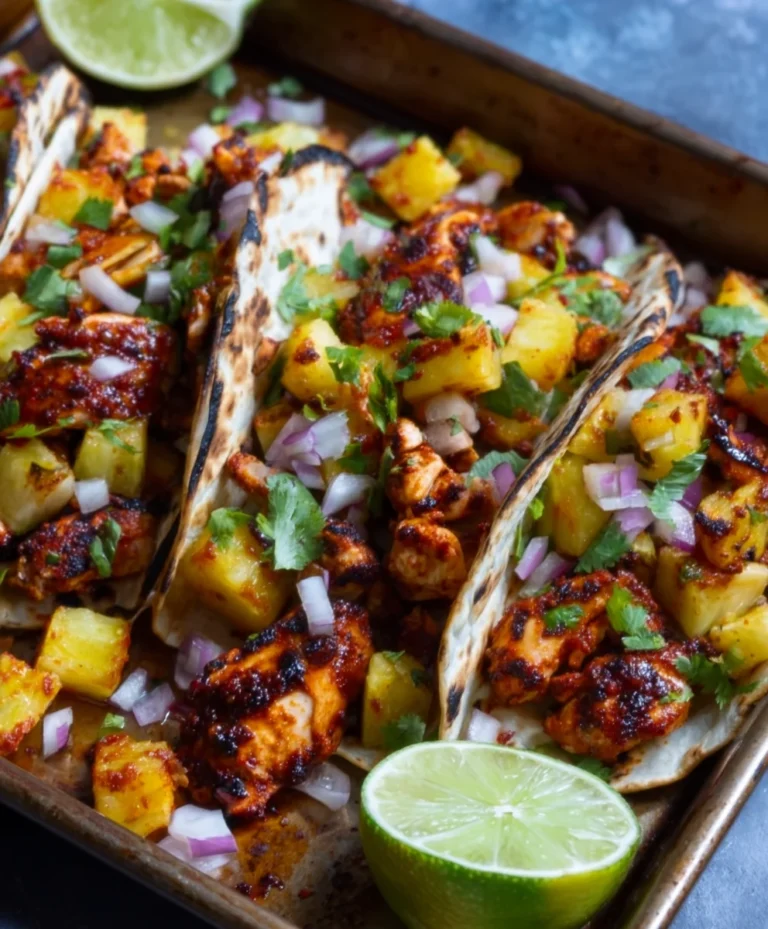 Easy One Pan Chicken Pineapple Tacos Recipe