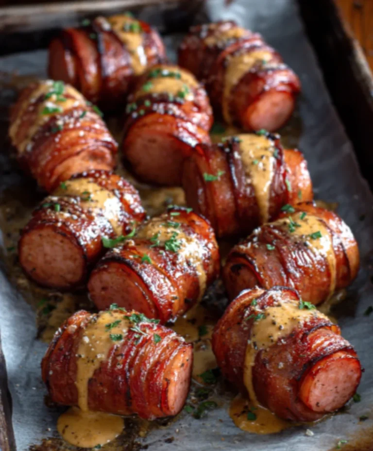 Spicy Mustard Hasselback Beef Sausage Bites