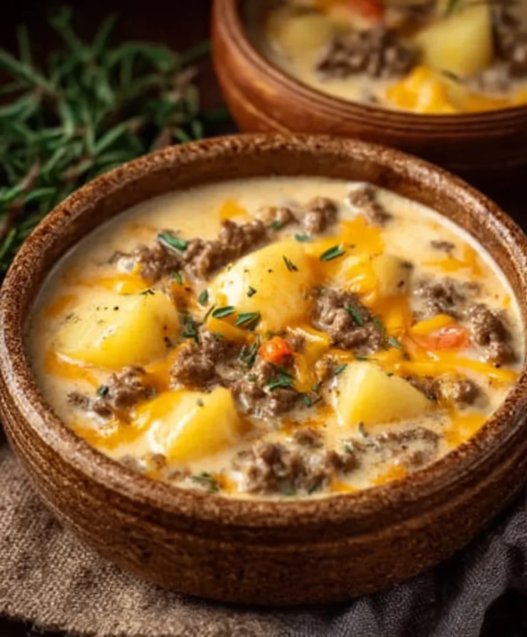Cheesy Beef Beef Hamburger Potato Soup Recipe – Comfort Food