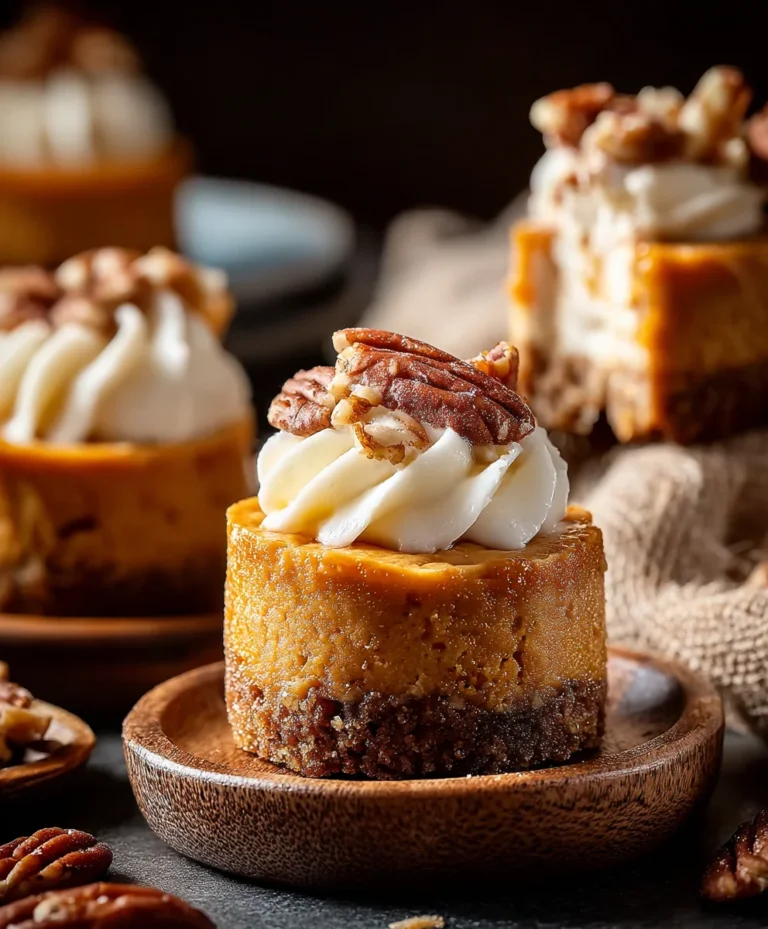 Pumpkin Pecan Mini Cheesecakes-Decadent Fall Dessert