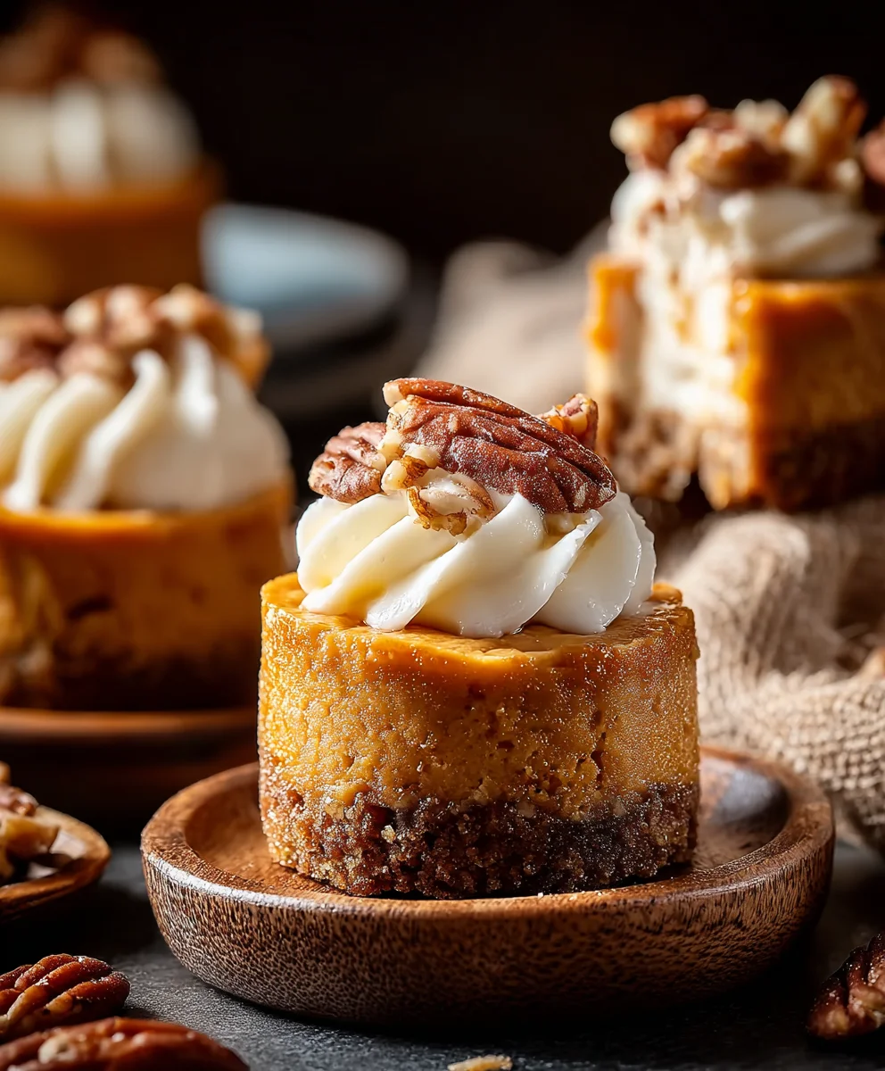 Pumpkin Pecan Mini Cheesecakes-Decadent Fall Dessert