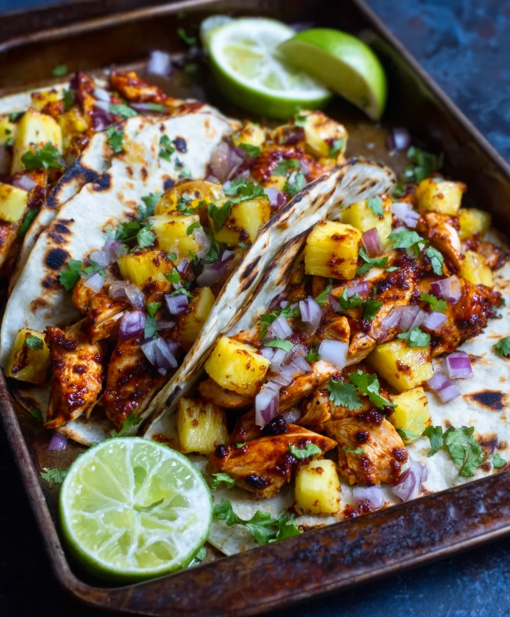 Easy One Pan Chicken Pineapple Tacos Recipe
