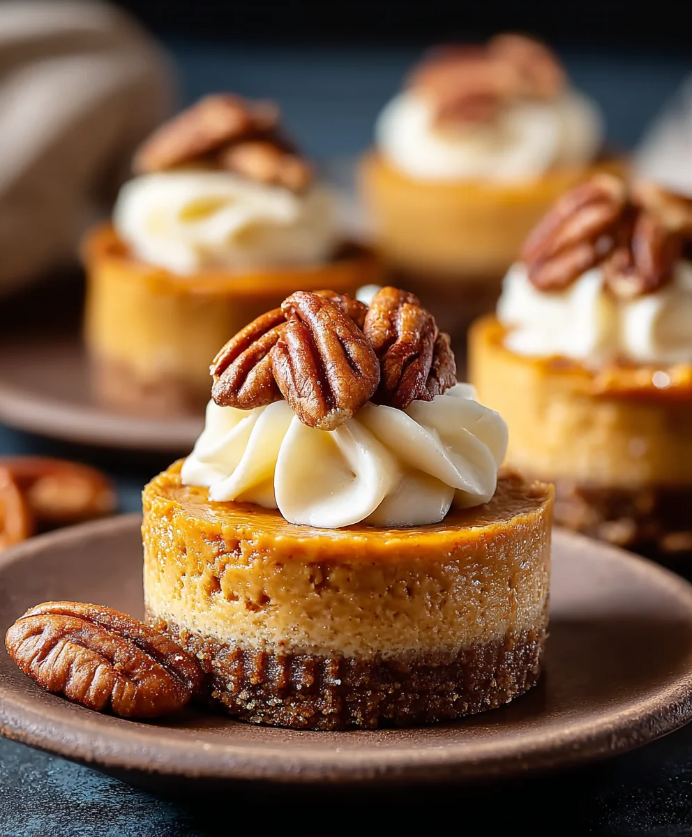 Pumpkin Pecan Mini Cheesecakes-Decadent Fall Dessert