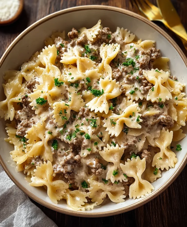 Beef Bowtie Pasta Alfredo Recipe-Easy & Delicious