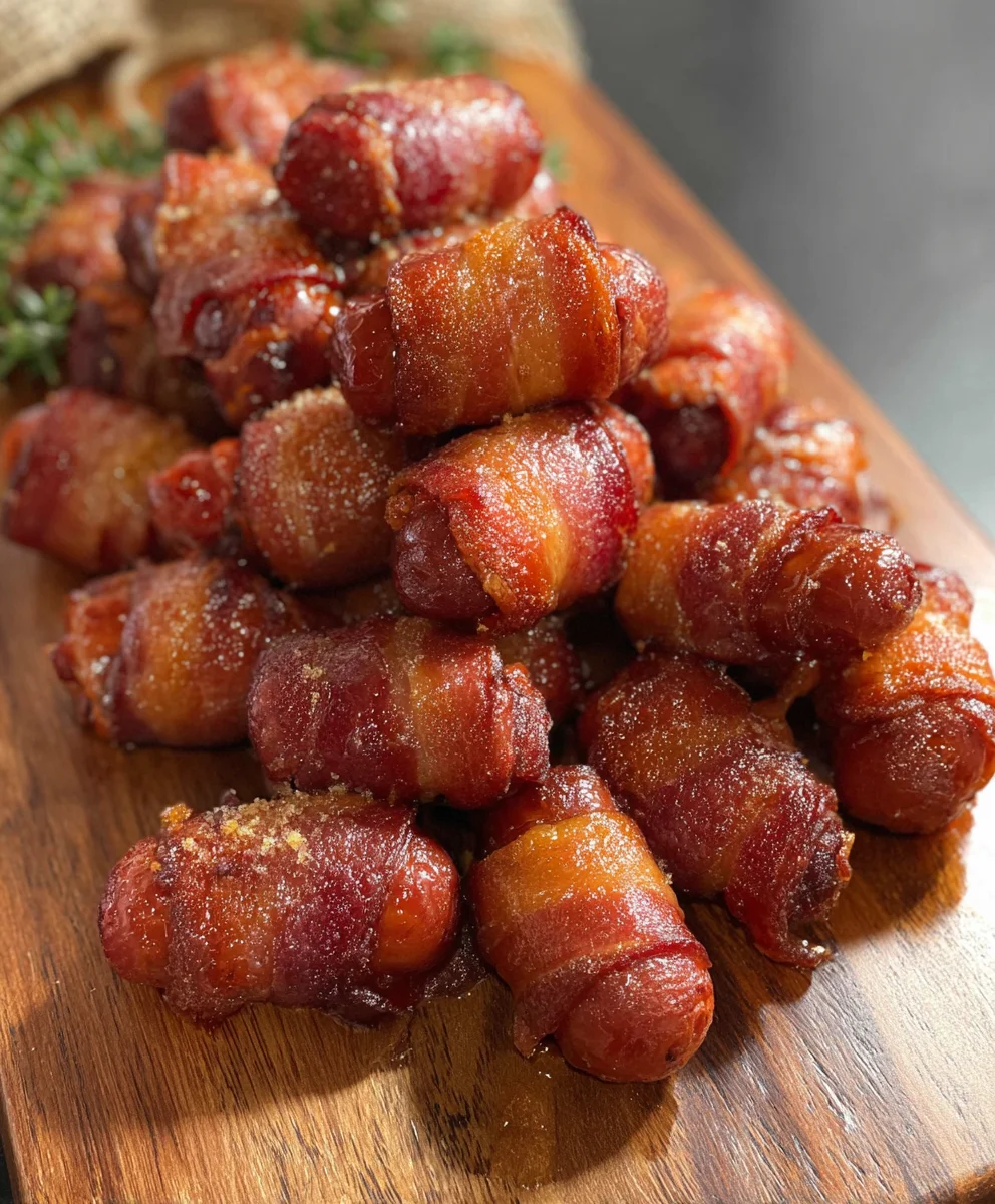 Beef Beef Bacon Wrapped Smokies- Easy Appetizer Recipe