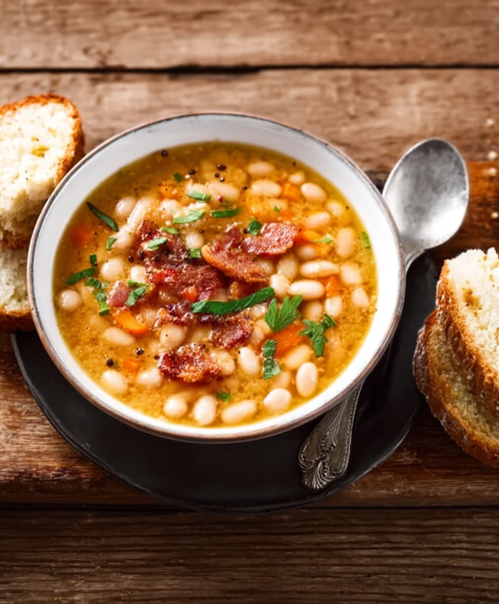 White Bean Soup with Beef Beef Bacon - Easy Hearty Meal