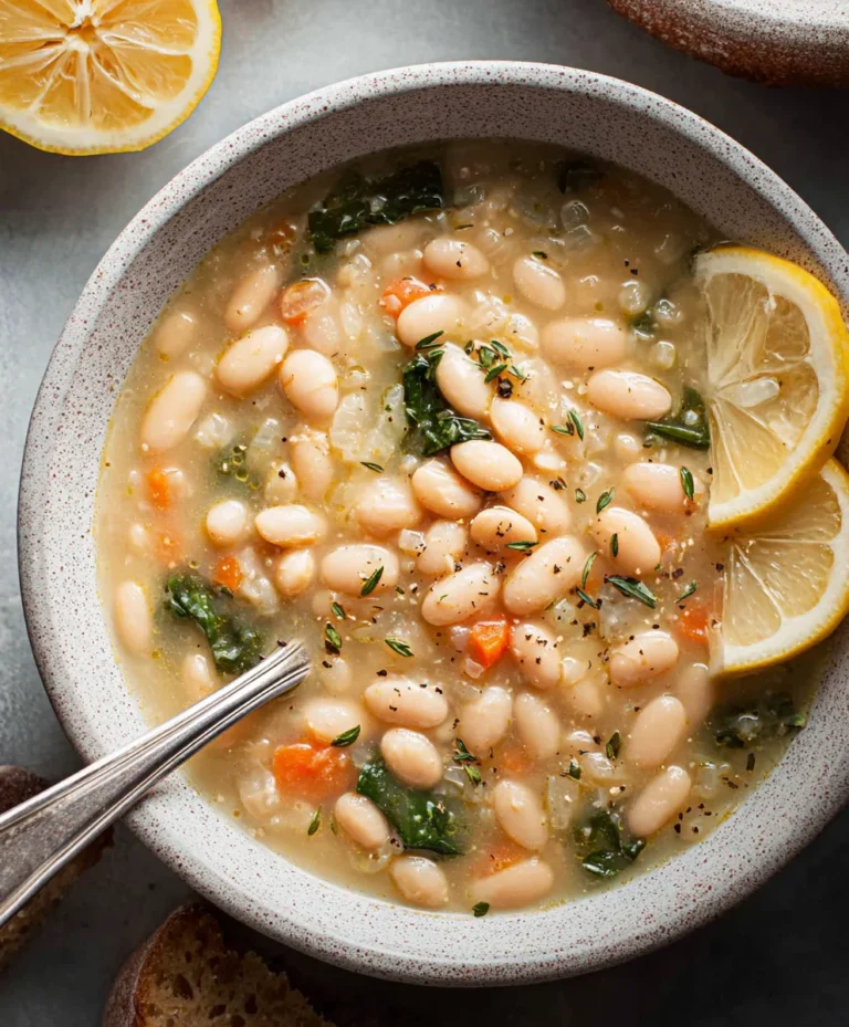 Greek White Bean Soup – Easy Garlic Lemon Recipe