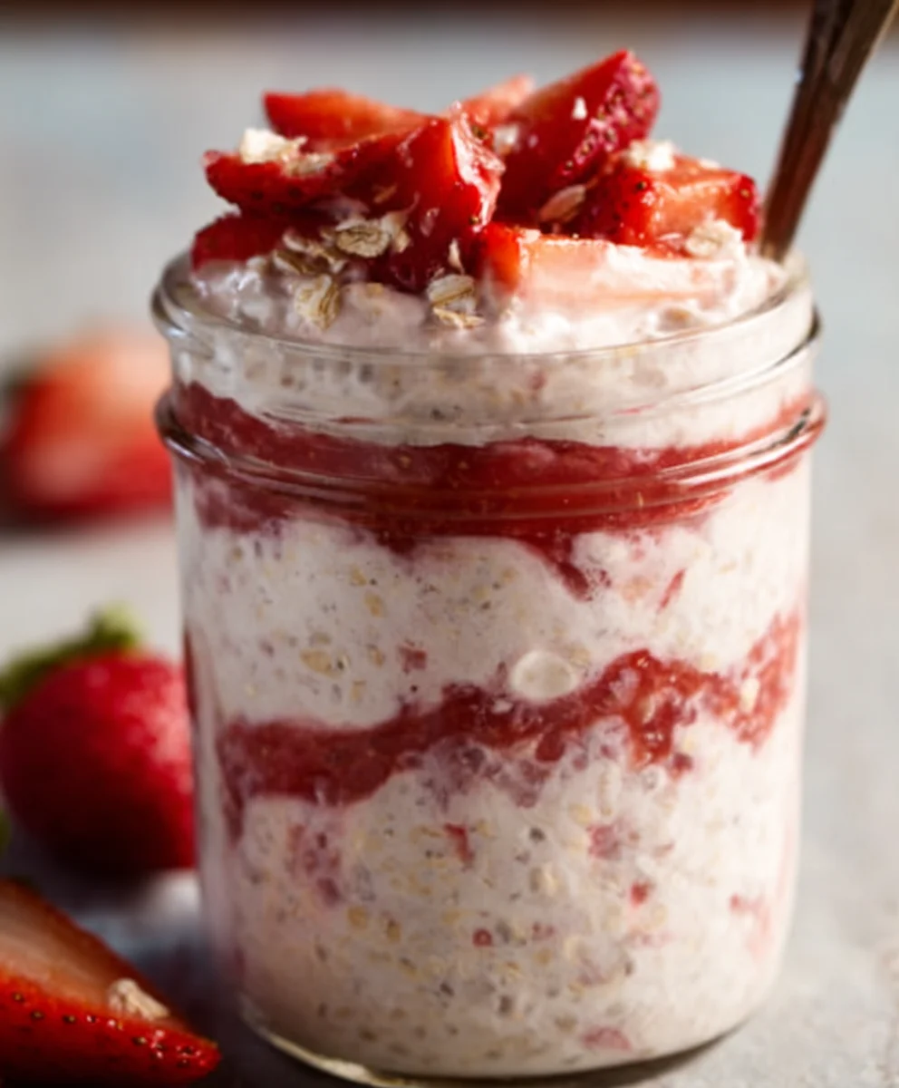Strawberry Cheesecake Overnight Oats- Easy & Delicious