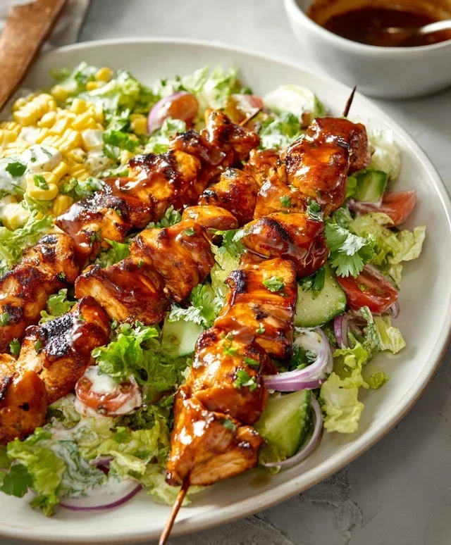 BBQ Chicken Skewer Salad