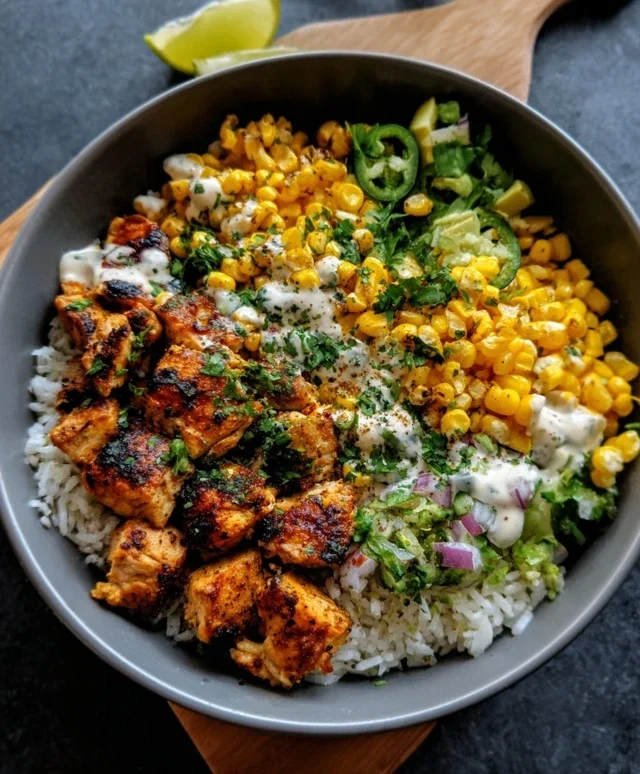 Street Corn Chicken Rice Bowl