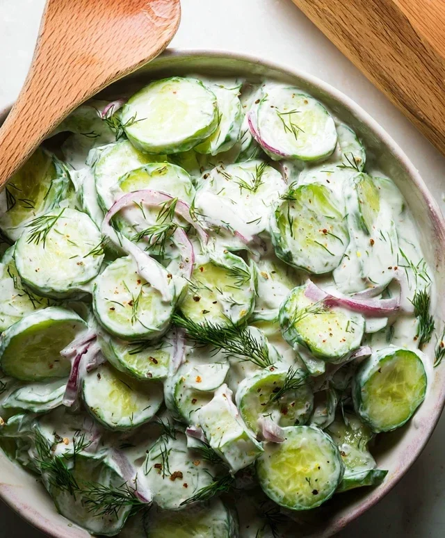 Creamy Cucumber Salad With Greek Yogurt Dressing