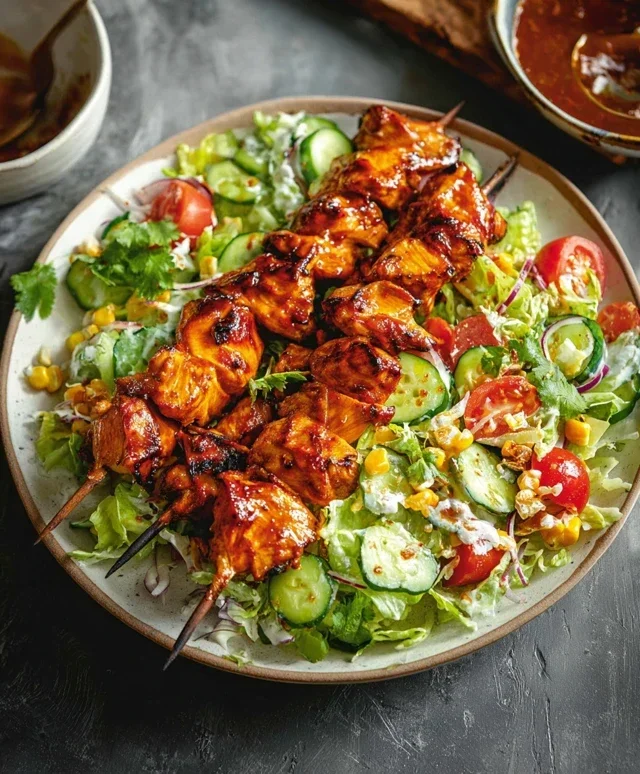 BBQ Chicken Skewer Salad