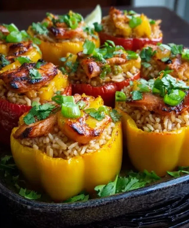 Teriyaki Pineapple Chicken and Rice Stuffed Peppers: A Sweet and Savory Meal