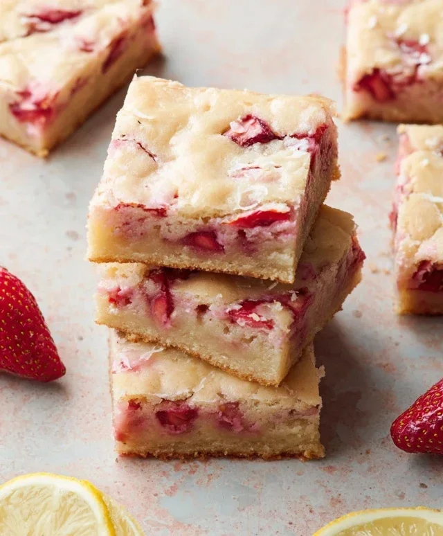 Strawberry Lemon Blondies