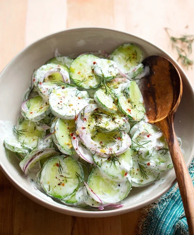 Creamy Cucumber Salad With Greek Yogurt Dressing