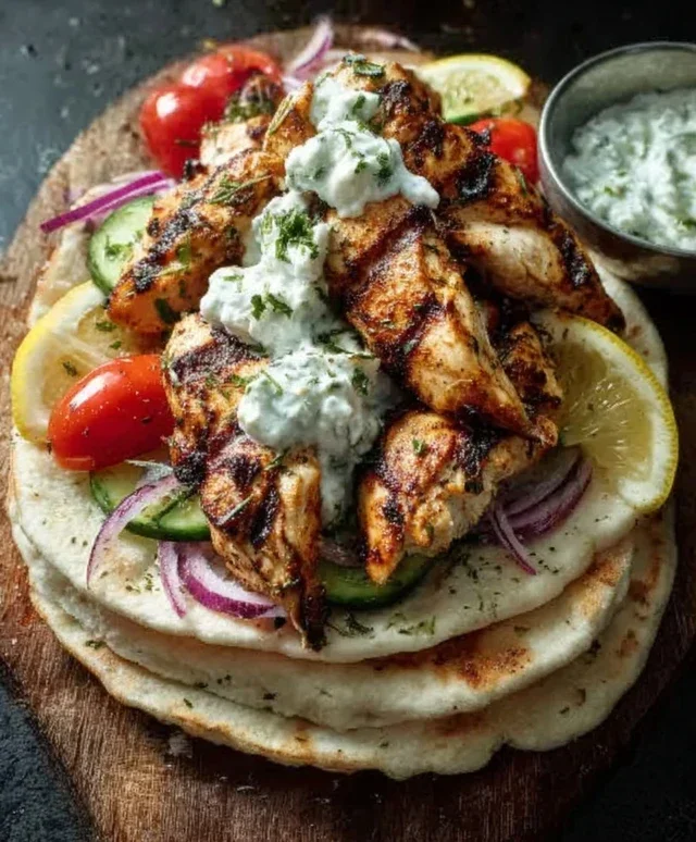 Greek Chicken Gyros with Lemon-Herb Marinade and Tzatziki