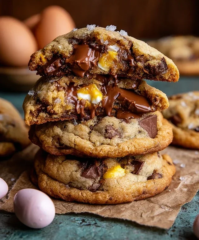 Brown Butter Cadbury Creme Egg Chocolate Chip Cookies