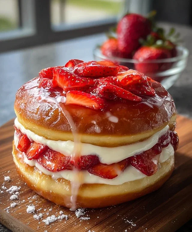 Strawberry Cheesecake Doughnut Burger