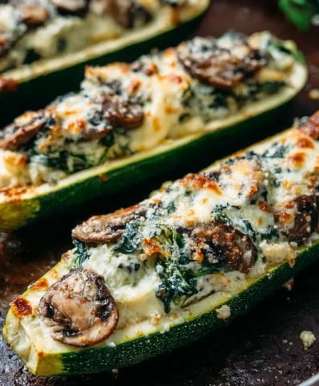 Spinach, Mushroom, and Ricotta Stuffed Zucchini Boats Recipe