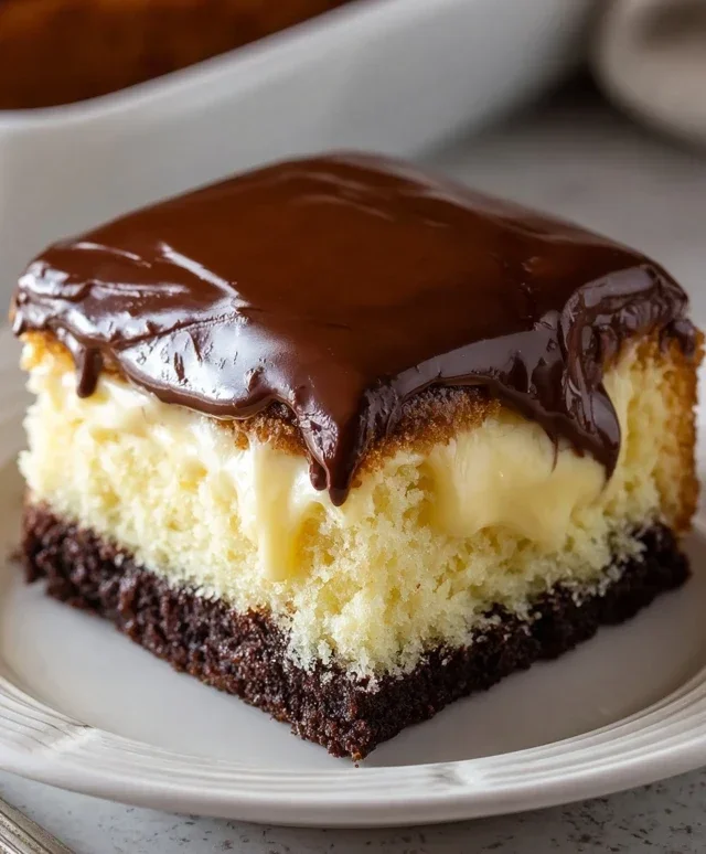 Boston Cream Poke Cake