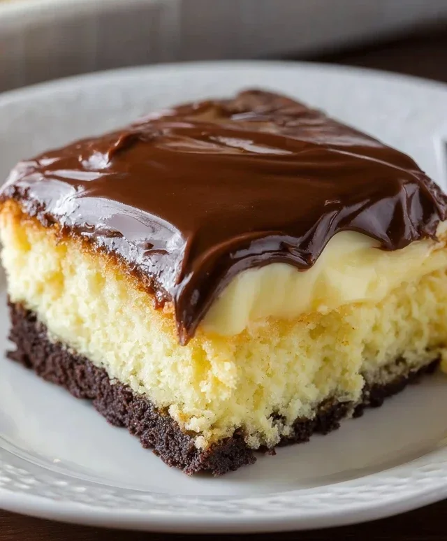 Boston Cream Poke Cake