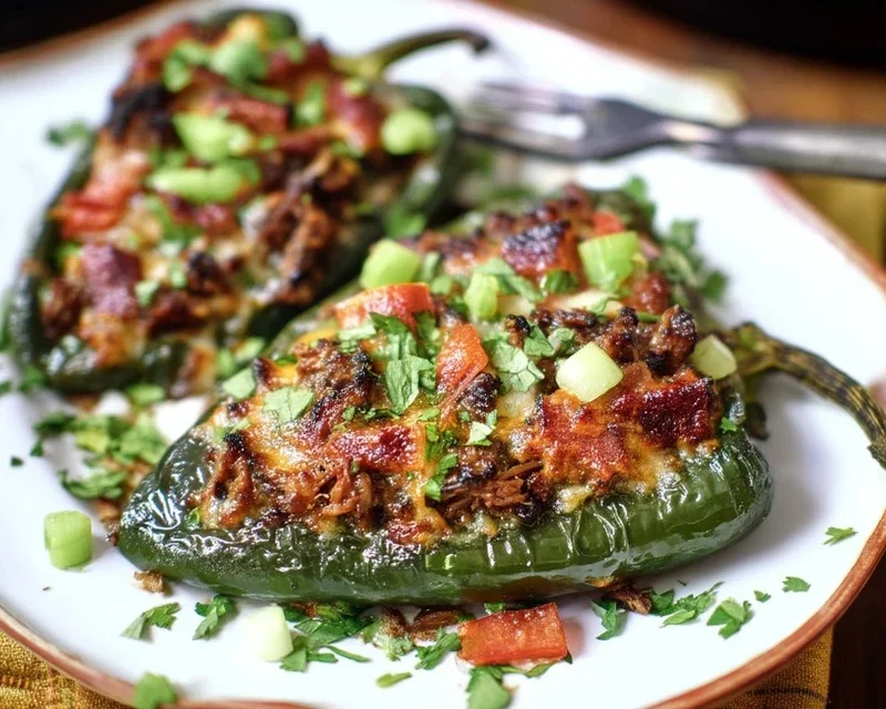 Brisket Stuffed Poblano Peppers
